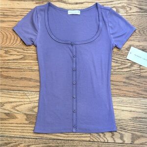 Frankee & Skylarr Lavender Ribbed Button-Front Tee - XS